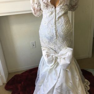 Lace and beaded vintage wedding gown